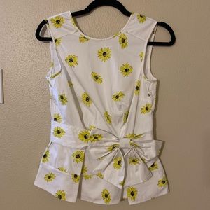 Kate Spade Daisy Dot Bow Peplum Top NWOT